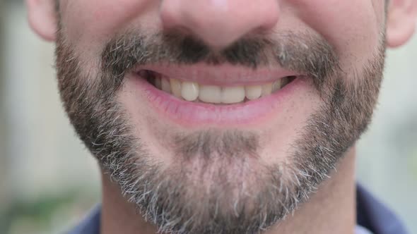 Close Up of Smiling Mouth of Man