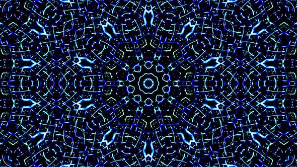 Bright abstract light governing full color, kaleidoscope, blue background