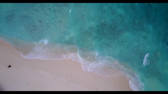 Aerial top view nature of beautiful coast beach wildlife by turquoise lagoon and white sand backgrou