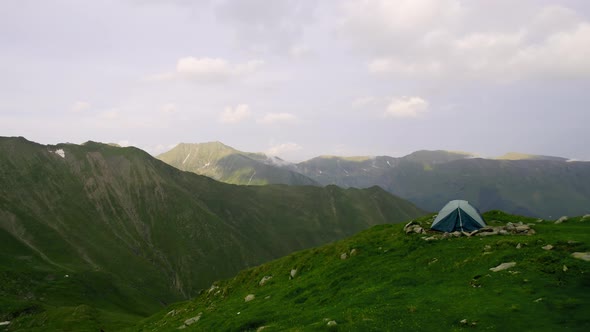 Rest of One Person in Nature in the Mountains