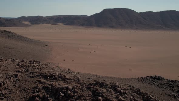 Gentle Aerial Push Inn Shot of Empty Dry Desert Plane Near Springbok In The Northern Cape of  South