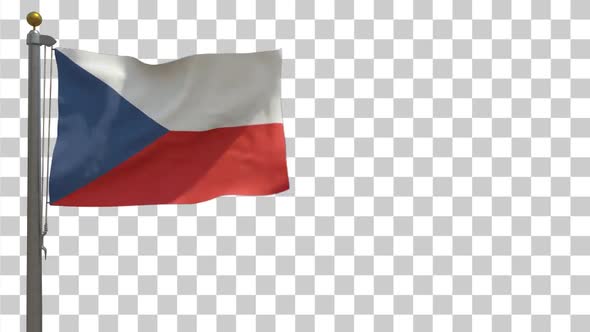 Czech Republic Flag on Flagpole with Alpha Channel