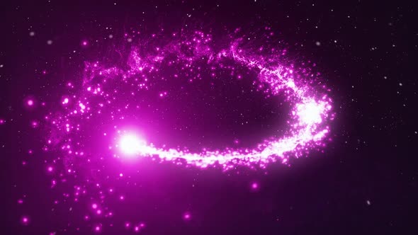 Pink light flying in all direction while doing particles