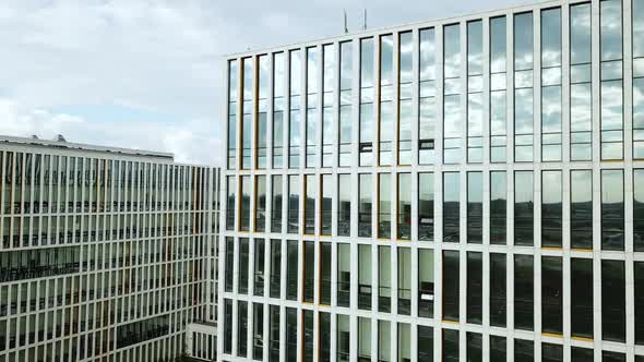 A Modern Hospital Building with Large Mirrored Windows