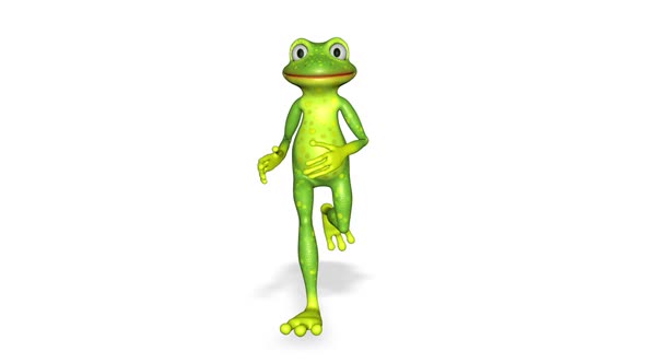 Frog Runs Looped White Background