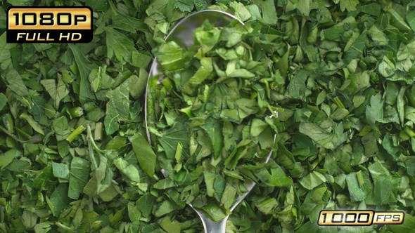 Chopped Parsley on Silver Tablespoon