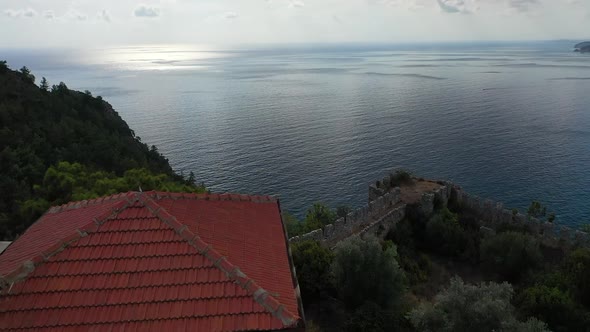 Alanya Castle Alanya Kalesi Aerial View of Mountain and City Turkey