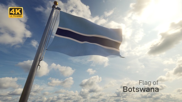 Botswana Flag on a Flagpole - 4K