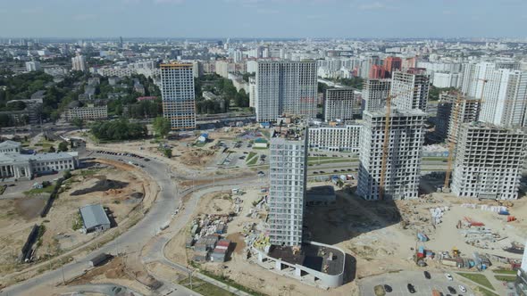 Construction site for a new city block. Construction work