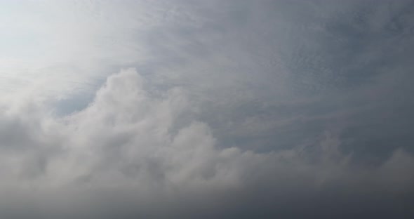 Thick Clouds Form In The Sky. Aerial Shot. Change Of Weather