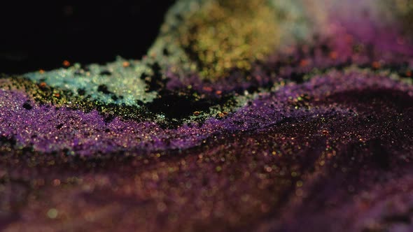 Sparkling Fluid Texture Ink Flow Gold Black Purple