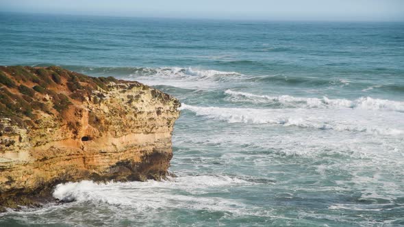 Salt Water Crushing Along the Coastline Australia