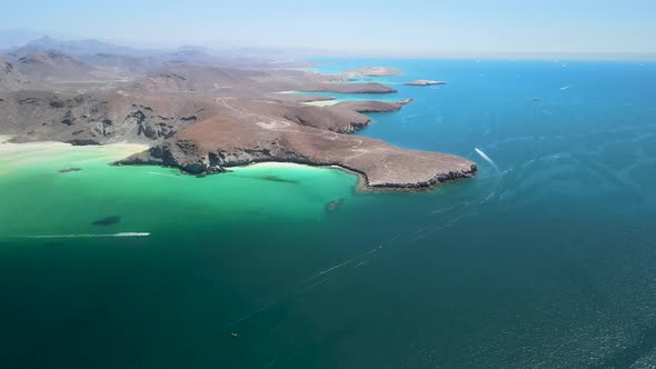 Aerial view of Mar de cartes and Balandra beach in Mexico