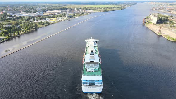 Cruise line ship on the river