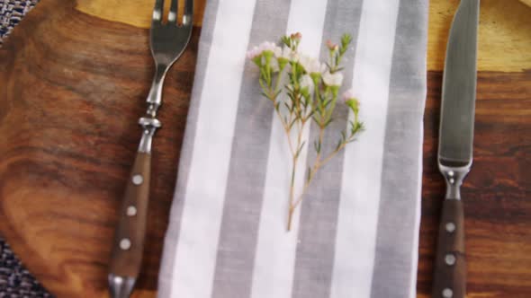 Various cutlery on wooden table 4k