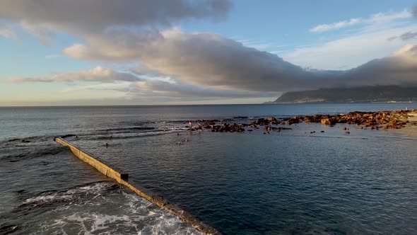 Aerial view of St James tidal pool, Cape Town, South Africa.