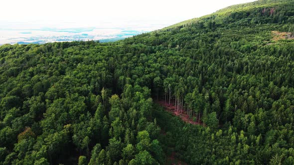 Aerial View of Sleza Mountain Near Wroclaw in Poland