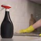 Housewife in Yellow Gloves Washes Spraying and Wipes Electric Stove at Kitchen - VideoHive Item for Sale