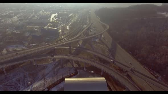  Footage Road Transport Interchange Near the Winter Forest