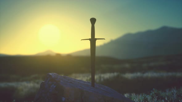 Famous Sword Excalibur of King Arthur in the Rock alt