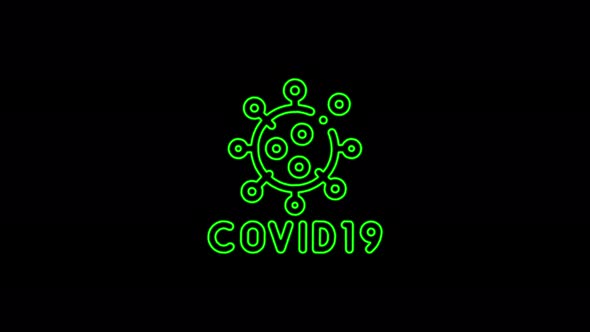 Coronavirus icon abstract seamless animation of 4k neon lines. Beautiful animation of neon lines