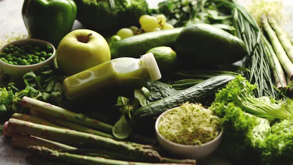 Green Antioxidant Organic Vegetables, Fruits and Herbs