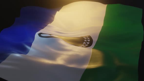 Lesotho Flag Low Angle View