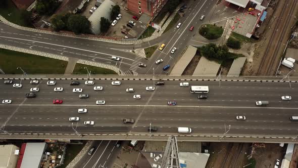 Drones Eye View - Abstract Road Traffic Jam Top View, Transportation Concept 