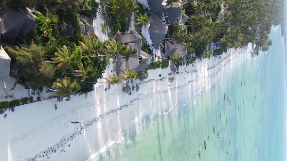 Zanzibar Tanzania  Vertical Video of the Ocean Near the Coast Slow Motion