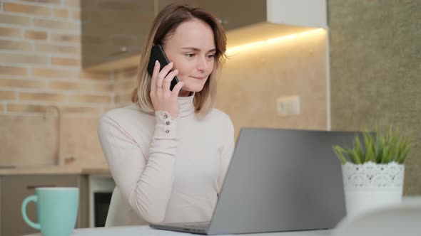 Attractive Female Manager Is Organizing Remote Work of Colleagues Having Internet Conversation