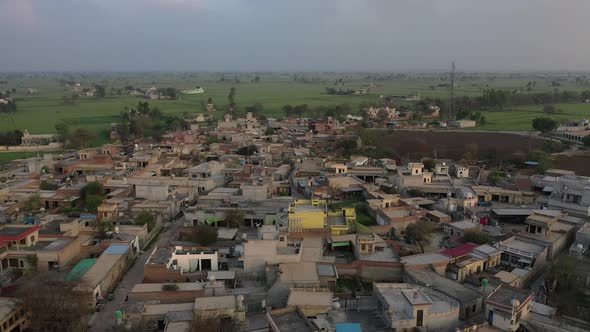 Aerial video of a village in Punjab India