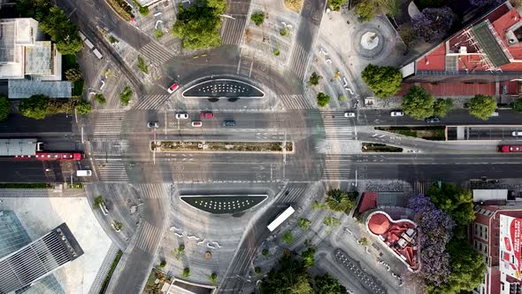 Mexico city main avenue cenital view during 2020 pandemic