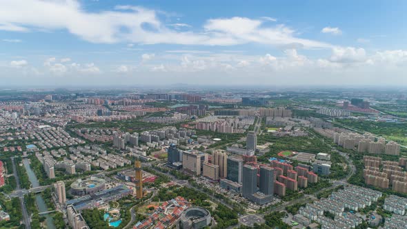 Blue Sky And White Clouds City Overlooking Time Lapse