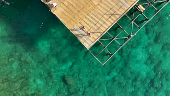 Pier by the sea aerial view Turkey Alanya 4 K