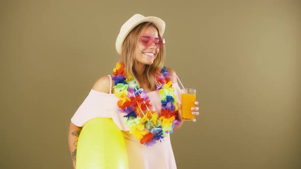 Young Woman in Hawaiian Lei