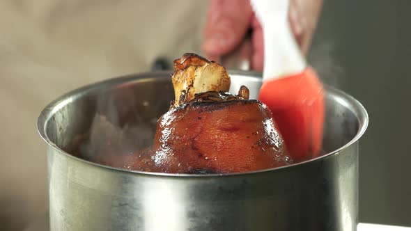 Coooking Pork Shank Close Up