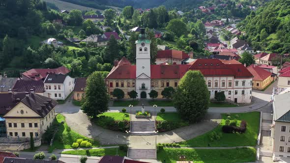 Aerial view of the museum in Gelnica, Slovakia