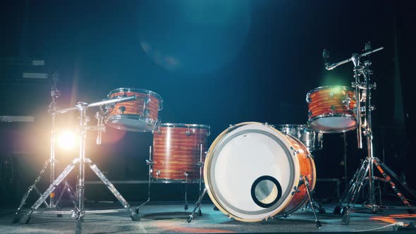 Professional Drum Set Installed in a Studio