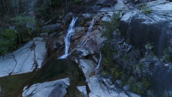 Waterfall on the Mountain Rock