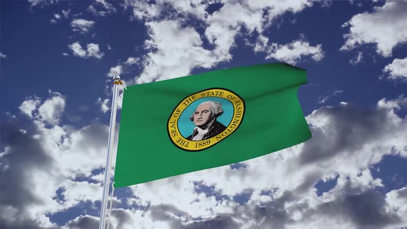 Washington Flag With Sky