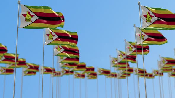 Zimbabwe Row Of  National flags 