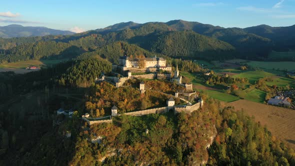 Aerial View Of Wellknown Medieval Castle Hochosterwitz 10