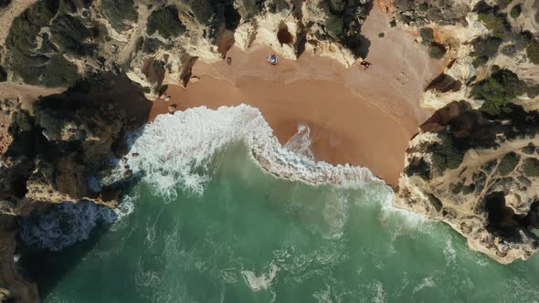 Aerial view of Praia da Mare das Porcas and Praia da Coelha