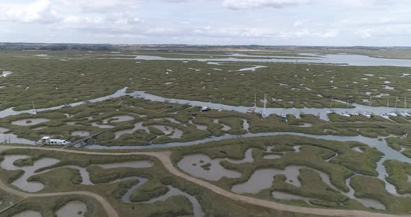 Left pan of marshes in Tollesbury Marina, Essex