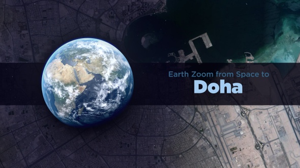 Doha (Qatar) Earth Zoom to the City from Space