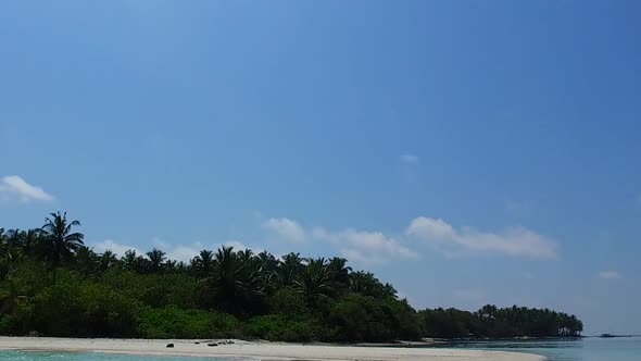 Close up tourism of coastline beach by ocean and sand background near waves