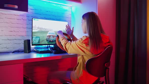 Nervous woman playing a video game