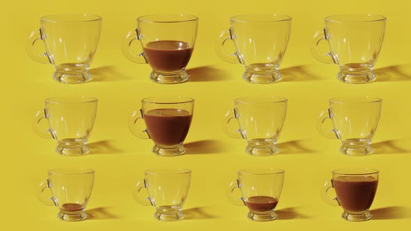 Glass Cups Are Filled with Coffee