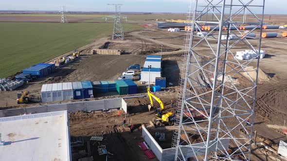 The Biggest Wind Power Station in Europe Construction Site, Heavy Machinery, 