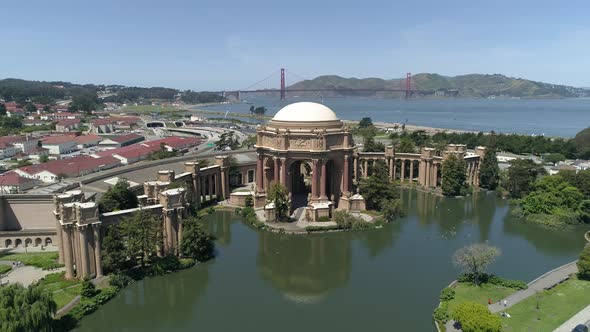 Aerial view of the Palace of Fine Arts